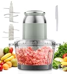 Food Processor, 400W Pure-Copper Motor Multi Vegetable Chopper with Glass Bowl and 304 Blades,Power Mini Chopper Electric Meat Grinder for Meat/Vegetables/Fruit/Nuts/Baby Food (3L)