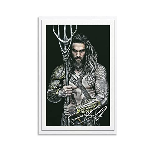 JEENET AQUAMAN - Póster de pintura decorativa con texto en inglés 'Cast Firmado' (30 x 45 cm)