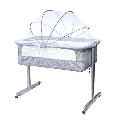 Bedside Bassinet,4HOMART Bedside Sleeper Portable Baby Crib Side Sleeper with Firm Mattress, Breathable Mesh and Mosquito Net