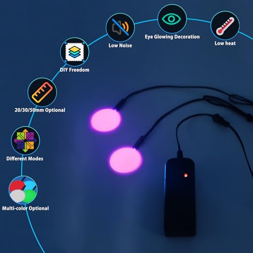 Image of Led Eyes for Mask Skeleton Ghost Black Cat Spider Pumpkin Spooky Tree, EL Panels Light for Cosplay DIY Themed Party Decor(pink, 30mm)