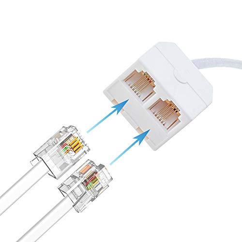 電話分配スプリッタ 分岐アダプタ 2個 6極4芯仕様 RJ11 オス