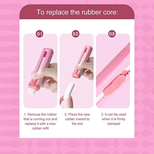 Push Pull Eraser Pencil Erasers Students Writing Tool Double Ended Portable Abs Shell Sliding Retractable Eraser School Supplies For Students (Pink) #TOP4