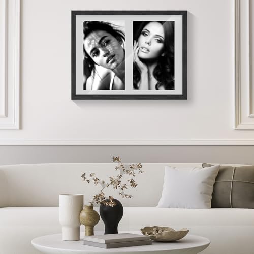 8.5x11 Oak Wood Picture Frame - Minimalist 8.5x11 Picture Frame with Mat Display 2Pcs 5x7 Photos, 5x7 Picture Frame Wood, Natural Solid Wooden Picture Frames(3 Pack, Black)