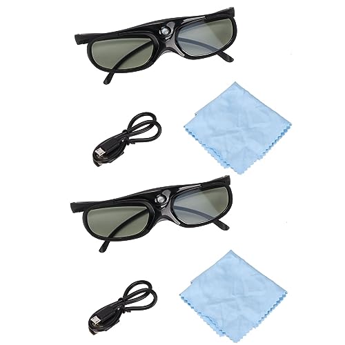 Ymiko 3D Glasses, 2Pcs 144Hz 3D Active Shutter Glasses Shutter Glasses Projector Glasses with DLP Link LCD Lens 3D Glasses for 3D DLP Orojectors