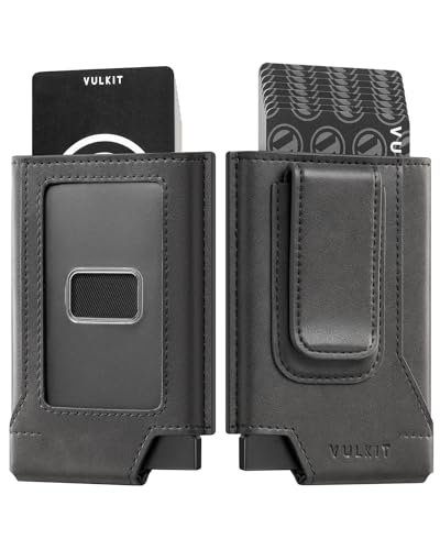 VULKIT Mens Wallet Card Holder Pop Up Card Wallet Slim Leather RFID Blocking Minimalist Wallet With Money Clip