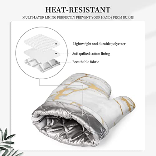 Oven-Mitts-and-Pot-Holders-Marble-White-Gold-Silicone-Kitchen-Accessories-Set-of-4-Heat-Resistant-Long-Gloves-Potholder-Non-Slip-Grip-for-Chef-CookingBakingGrillingBBQ Oven Mitts and Pot Holders Marble White Gold Silicone Kitchen Accessories Set of 4 Heat Resistant Long Gloves Potholder Non Slip Grip for Chef CookingBakingGrillingBBQ