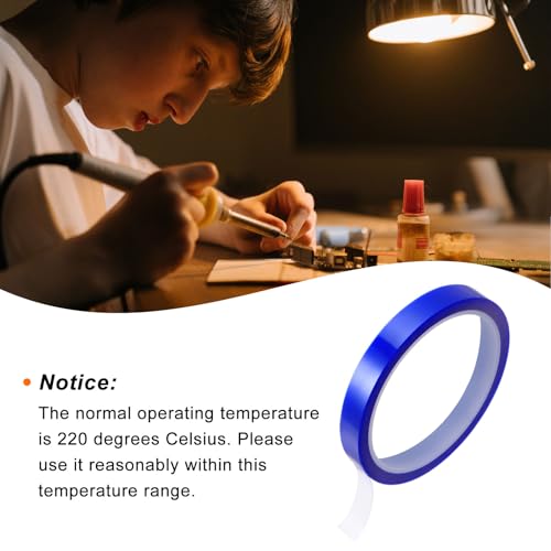 Image of HARFINGTON 2 Rolls Heat Tape High Temperature Heat Resistant Tape 10mmx33m(108ft) Sublimation Thermal Heat Transfer Tape for Sublimation Press No Residue, Blue