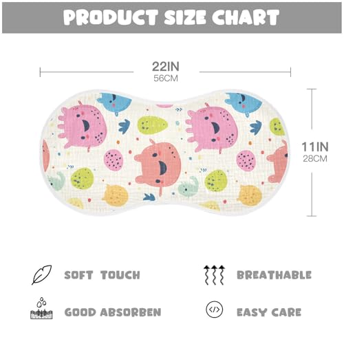 Cute Cartoon Monsters Cotton burping Cloth Soft and Absorbent Milk Spit Up Cloth for Set of 2, 22x11in4