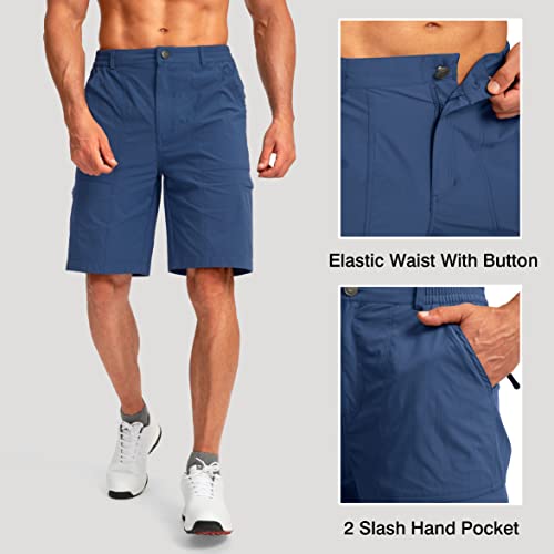 Viodia Men's Hiking Cargo Shorts With 6 Pockets Quick Dry Lightweight Stretch Shorts For Men Outdoor Fishing Golf Shorts Lyons Blue #TOP2