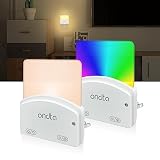 ONDTA Night Lights Plug Into Wall, (2 Pack) LED Night Light with Dusk to Dawn Sensor, Warm White & 8
