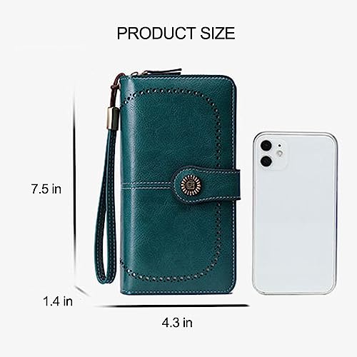 Mokoze Red Wallet for Women, PU Leather Large Capacity RFID Tri-Fold Wallets with Wrist Strap and Zipper for Hold Credit Cards/Cell Phones/Keys, Girlfriends Mother's Day Gifts4