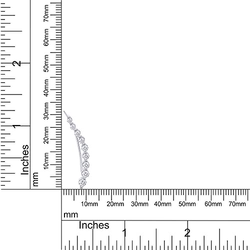 AFFY Floating Curved Bar One Piece Left Ear Crawler Earrings In White Gold Over Sterling Silver4