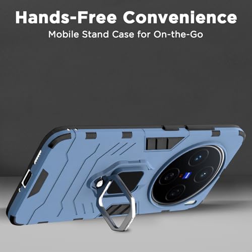 Image of Pikkme D5 Tough Armor Bumper Case | 360 Protection Case | Ring Holder Stand Back Cover for Vivo X200 5G (Blue)