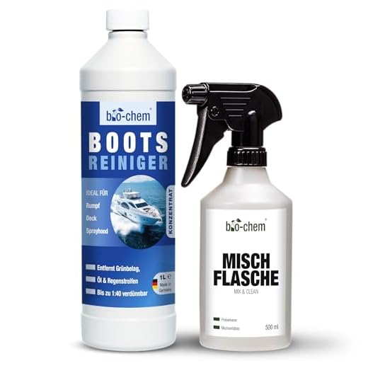 Bio-Chem Bootsreiniger Schiffsrumpfreiniger Schlauchboot-Reiniger Wasserpass-Reiniger Konzentrat für Boot, Schiff, Yacht, Kajak u.v.m. (2) 1 l + Handspray-Mischflasche