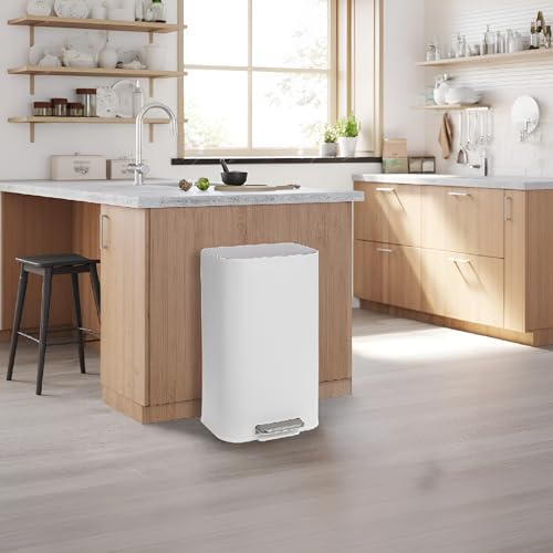 Caneca de basura IDEALHOUSE acero inoxidable 30L blanca miniatura 2