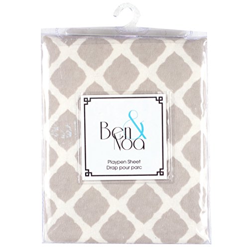 Kushies Playard Sheet Flannel, Grey Lattice