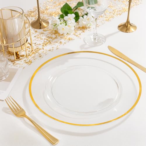 Juego de 25 platos dorados de plástico desechable miniatura 6
