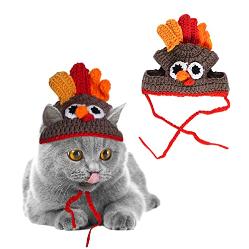 Cat Turkey Hat Pet Costume Knitted Cap Crochet Hat...