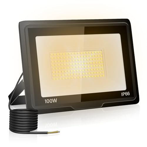 toobettp 100W LED Strahler Außen, 3000K 10000LM Warmweißes LED Fluter, IP66 Wasserdicht Außenstrahler Fluter Flutlicht für Garten, Innenhöfe,...