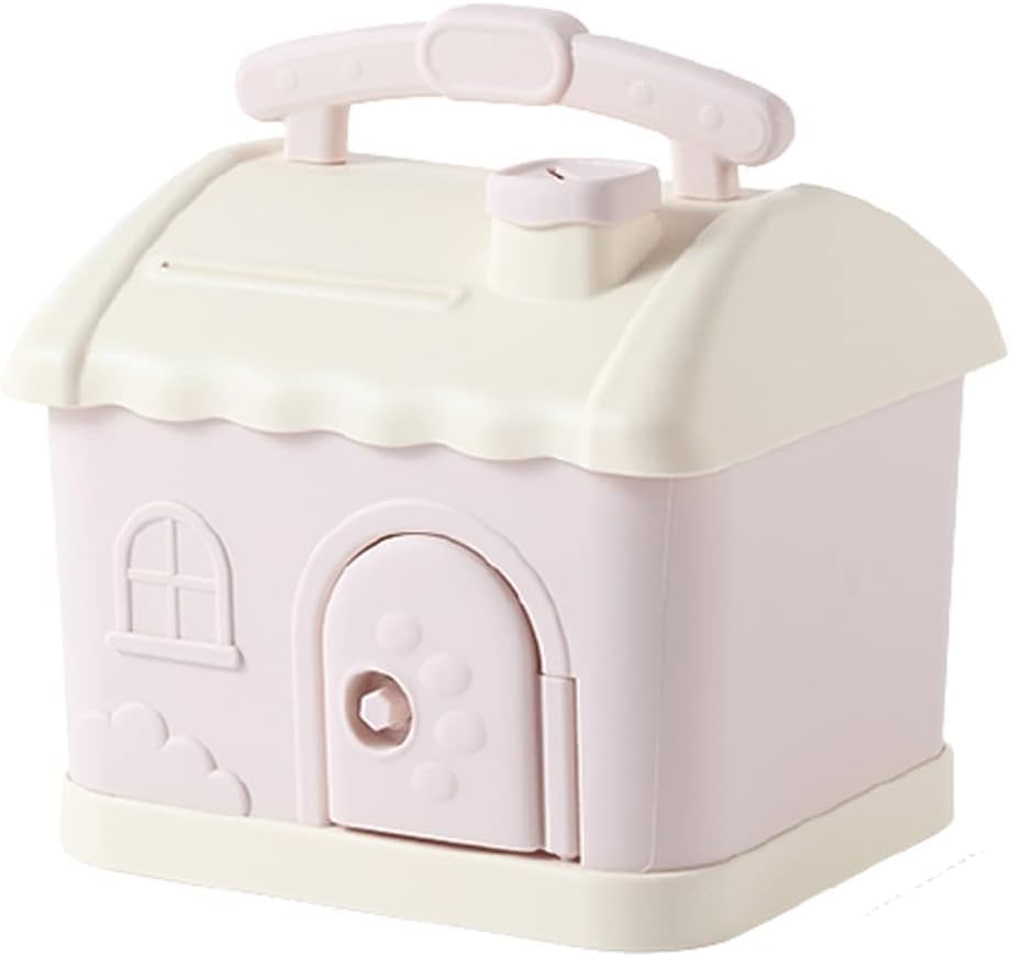 Image of Money Saving Bank with Coin Slot / /Creative Cartoon Design Money Bank / /Plastic Piggy Bank for Boys & Girls (Pack of 1) (House Piggy Bank-Pink)