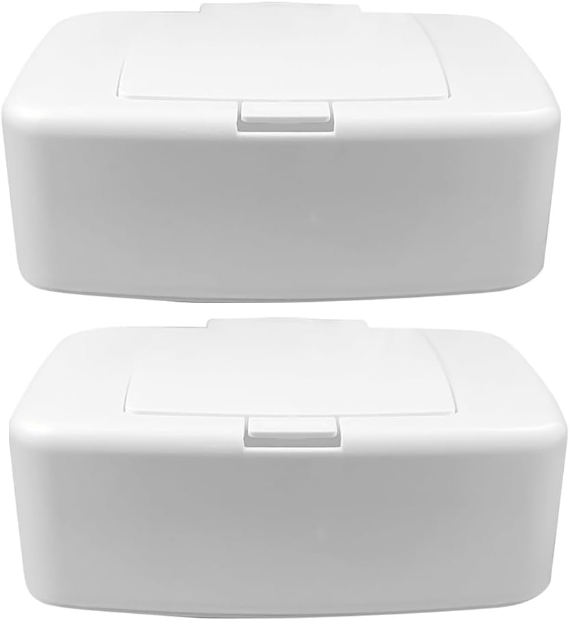 PRETYZOOM Refillable Wipes Dispenser Box 6.69X4.13X2.36In Plastic Baby Wipes Holder with Lid for Nursery Bathroom Household Wet Tissue Storage Organizer