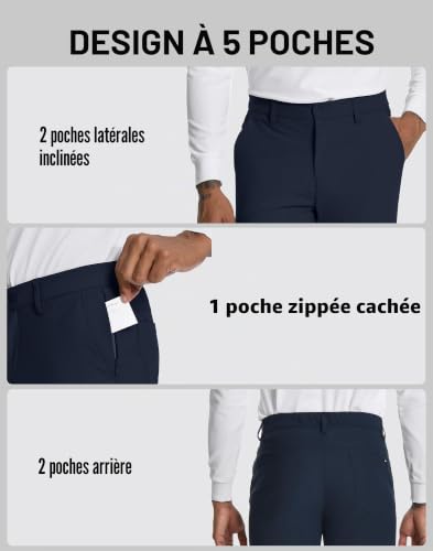 Pioneer Camp Pantalon de Golf Homme Extensible, Respirant, Taille élastique Long avec Poches fonctionnelles Bleu Marine Taille:34 – vue 5