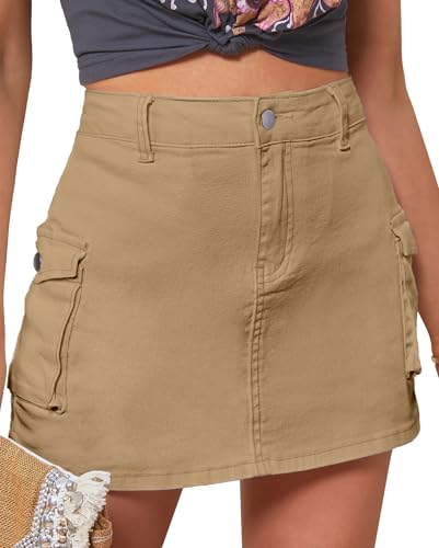 Vetinee Baggy Shorts Womens Cotton Skirts for Women UK Ladies Cotton Shorts Ladies Summer Shorts Skirt Shorts Summer Shorts for Women UK Khaki Size Medium Fits UK Size 12 to UK Size 14