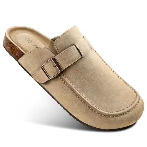 Image of BULLIANT Women Mules Clogs-Memory Foam Cushioned Cork Footbed-Fleece Lined
