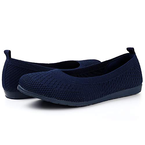 HKR Damen Geschlossene Ballerinas Slip on Mesh Flache Freizeitschuhe Hausschuhe Schwarz/41 EU