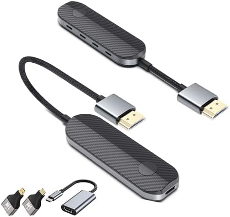 Share Pro Kit All-in-One Wireless HDMI Transmitter and Receiver, Premium Carbon Fiber Design, 4K Decoding 1080P 60Hz, 328ft Long Range, Includes Adapters for Drones Cameras MacBook