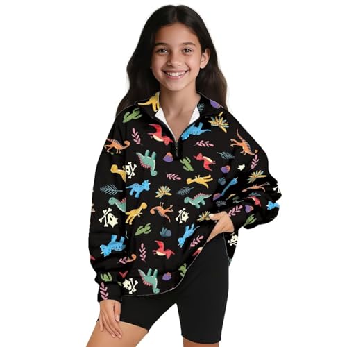 Sweatshirts for Girls Quarter Zip Pullover Sweatshirt Kids Casual Long Sleeve Tops Teen Girls Fall Winter Clothes