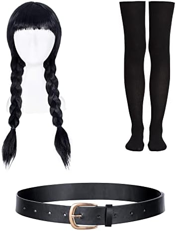Black Dress Up Costume for Girls Birthday Halloween Cosplay Party with Wig Socks Belts 2-12 Years 3 41Ya3OFmeIL. AC
