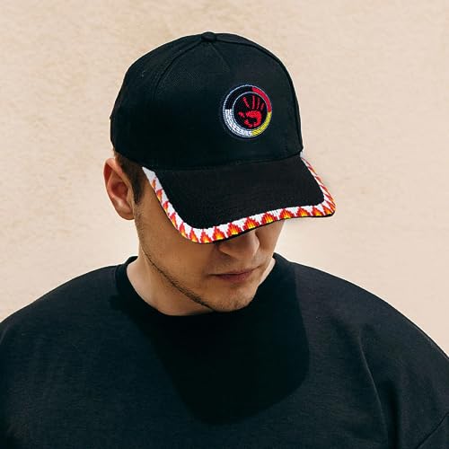 Baseball Cap for Men Women Native American Style MMIW Handprint Handmade Beaded Patch with Brim Beaded Colorful Cotton Cap Unisex - Image 4