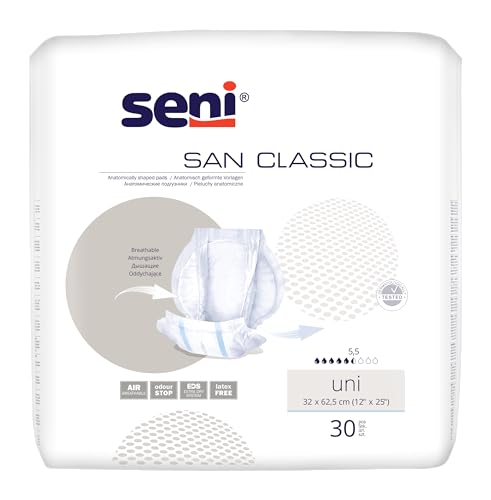 Seni San Classic Uni - Inkontinenzvorlage (4 x 30 Stück, Medium, 1.2E+2 Stück)