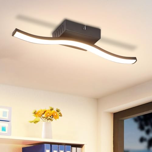 Homefire Deckenlampe LED Schlafzimmer Deckenleuchte Wohnzimmer: Modern Schlafzimmerlampe Schwarz 6W Küchenlampe Innen Wellen Design Wohnzimmerlampe 3000K Warmweiß Deckenbeleuchtung für Küche Flur Homefire Deckenlampe LED Schlafzimmer Deckenleuchte Wohnzimmer: Modern Schlafzimmerlampe Schwarz 6W Küchenlampe Innen Wellen Design Wohnzimmerlampe 3000K Warmweiß Deckenbeleuchtung für Küche Flur