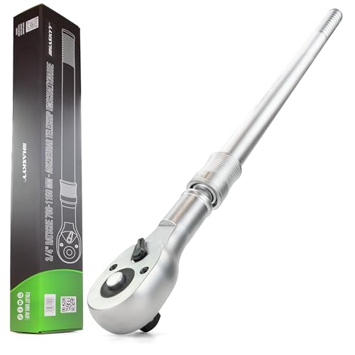 HASKYY Teleskop-Ratsche-Knarre 3/4' XXXL 78-115cm Ausziehbar in 8 Stufen Ratschenschlüssel Umschaltknarre Langhebelratsche Drehmoment 1412Nm