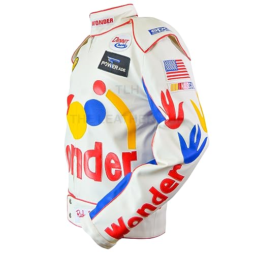 Image of Ricky Bobby Wonder Bread Racing Jacket - White Faux Leather