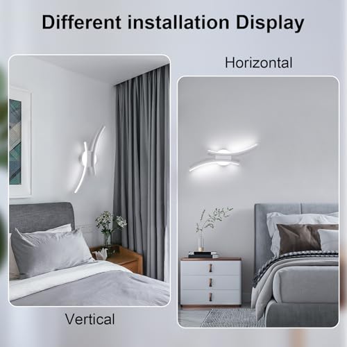 Applique LED da Parete Interno, 20W 2250LM Moderno Lampada da Parete LED, 44.5CM Bianco Lampada a Muro Creativo per Camera da Letto Bagno Soggiorno Scale Corridoio, Bianco Freddo 6500K - Illuminazione - Immagine 8