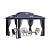 SUNSHINE VALLEY 10x13' Outdoor Patio Gazebo Wood Look, Canopy Tent with Heavy-Duty Metal Frame, Screened Gazebo with Dual Roof & Curtains, Patio Canopy with Mosquito Netting for Backyard, Navy Blue
