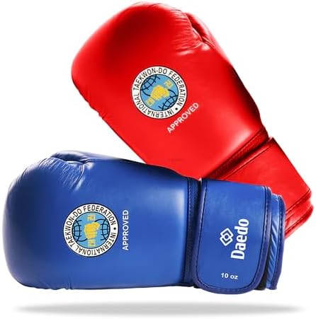Daedo ITF Approved Taekwondo Gloves – Red or Blue PU Sparring Gloves – Martial Arts Training Gloves for Adults & Youth