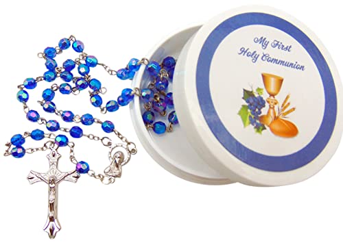 Westmon Works Blue Glass Beads Rosary Set With Case