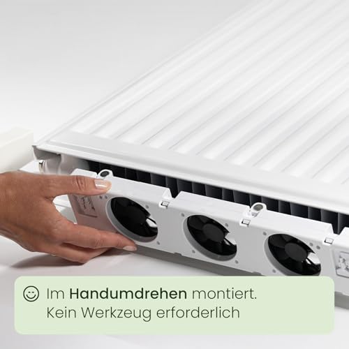 SpeedComfort Heizkörper Ventilator Mono Set – 1 Stück Heizkörperventilatoren - energieeffizienter Heizungsventilator - Bis zu 22% Energieeinsparung – Geräuscharm