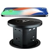 9-in-1 Pop-Up Outlet with Wireless Charging β 4 AC & 4 USB Ports, 2500W Overload Protection, 100-240V Global Voltage, 4-1/8" Cutout β Hidden Countertop Power Hub for Kitchen, Office, Conference Table