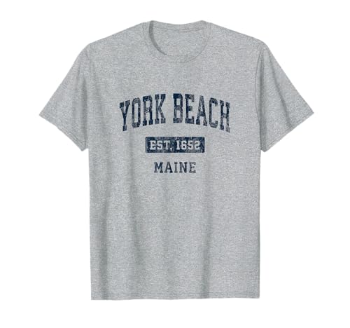 York Beach Maine ME Vintage Sports Established Navy Design T-Shirt