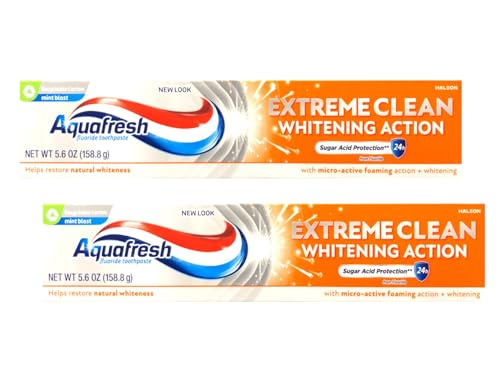 Aquafresh Extreme Clean Whitening Action Fluorid-Zahnpasta, Mint Blast, 159 ml, 2 Stück