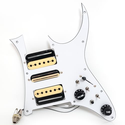 HSH Pickguard pré-câblé pour guitare Ibanez RG Loaded HSH avec micro Alnico 5 manches + pont Humbucker en céramique, fente de bobine, interrupteur 5 voies,...