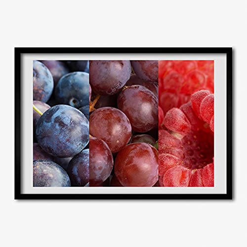 Tableau cadre en bois 70x50 cm Tulup et affiche moderne owoce et légumes pour salon