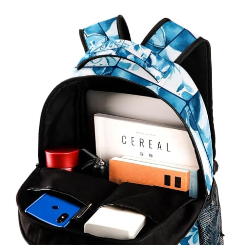 Sac à dos bleu sarcelle géométrique pour ordinateur portable ado - 4