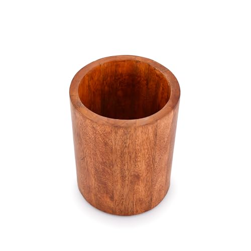 EDHAS Natural Mango Wood Cooking Utensil Holder for Countertop Spoons, Cooking Tools, etc. (12.7cm x 12.7cm x 15.24cm) - Image 3