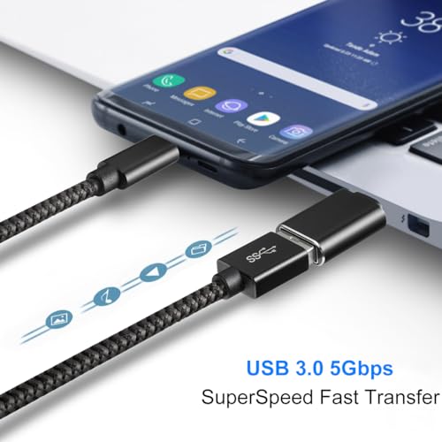 USB auf USB C Adapter 4 Stück, USB C Buchse auf USB 3.0 Stecker Adapter x2, USB A Buchse auf USB C Stecker Adapter x2, Kompatibel mit MacBook iPhone 17/16/15 iPad Samsung Galaxy S25 S24 A56 A16 Laptop